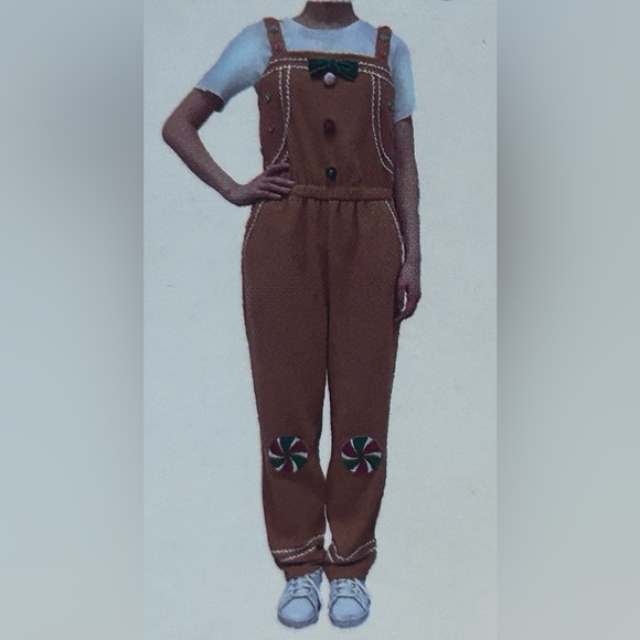 Brown Fleece Jumpsuit with Festive Christmas Accents - Picture 1 of 5